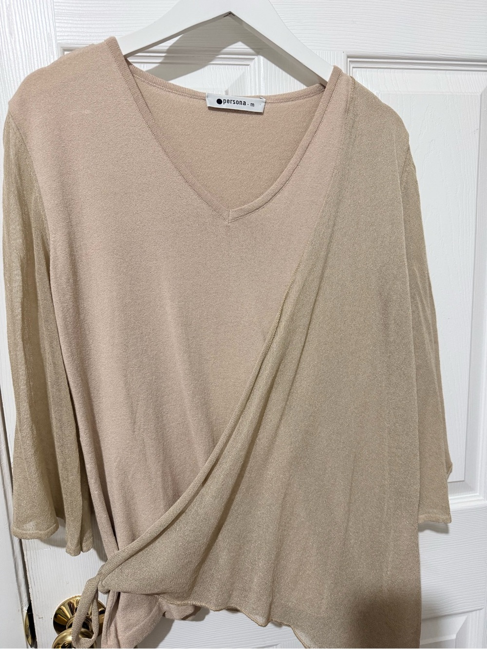 Persona Beige Wrap-Style V-Neck Tunic